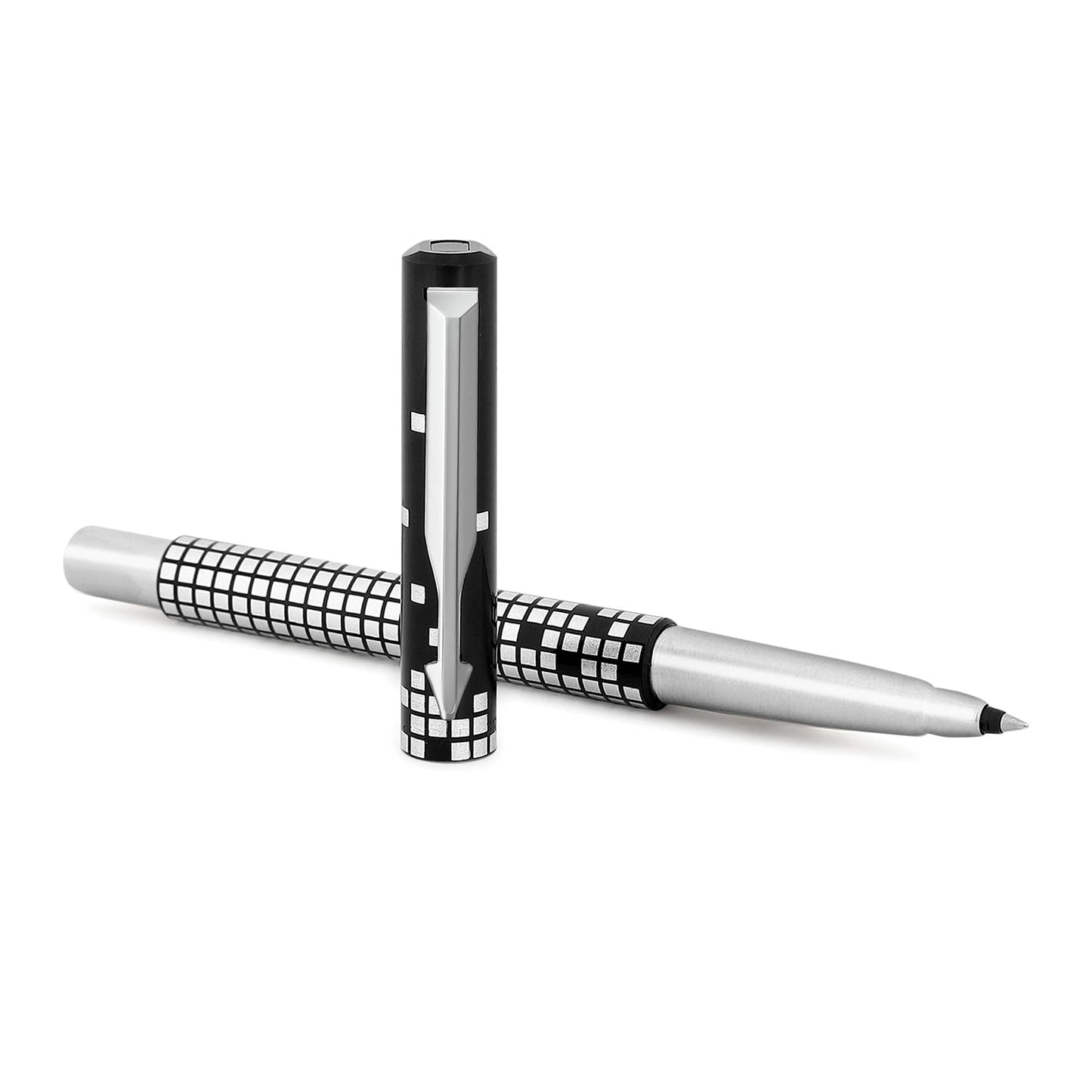 Parker Gift Set - (Parker Vector Special Edition Chrome Trim Roller Ball Pen With Parker Keychain) |1 Pen + 1 Key Chain| Gift Set | Unique Gifts For Entrepreneurs | Gift For Employees