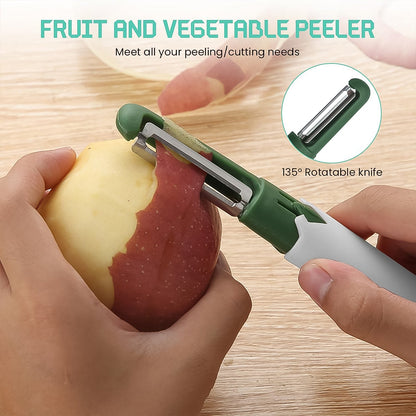 Multifunctional peeler Two in one fruit knife, fruit and vegetable cutting knife+sawtooth peeler, apple, carrot, potato, fruit slice antiskid