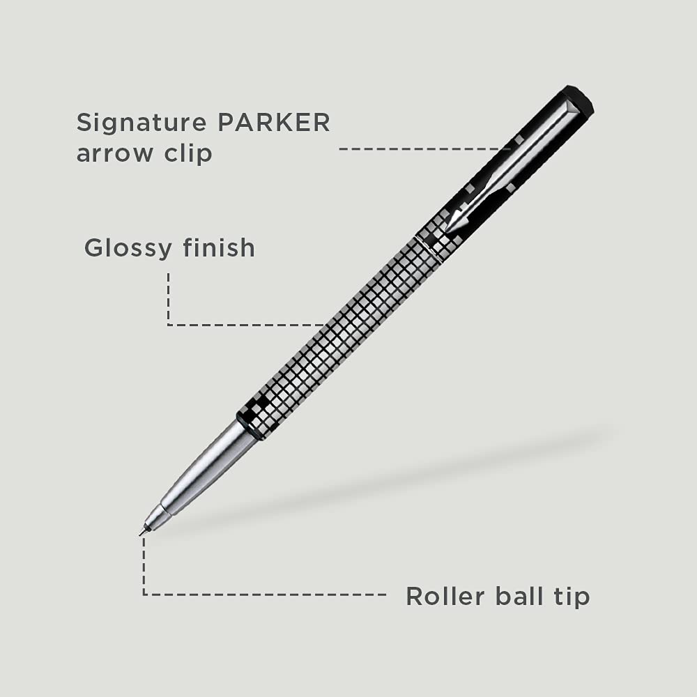Parker Gift Set - (Parker Vector Special Edition Chrome Trim Roller Ball Pen With Parker Keychain) |1 Pen + 1 Key Chain| Gift Set | Unique Gifts For Entrepreneurs | Gift For Employees