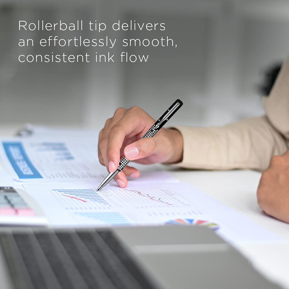 Parker Gift Set - (Parker Vector Special Edition Chrome Trim Roller Ball Pen With Parker Keychain) |1 Pen + 1 Key Chain| Gift Set | Unique Gifts For Entrepreneurs | Gift For Employees