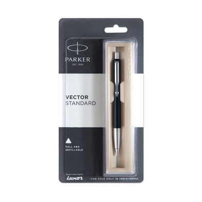 Parker Gift Set - (Parker Vector Special Edition Chrome Trim Roller Ball Pen With Parker Keychain) |1 Pen + 1 Key Chain| Gift Set | Unique Gifts For Entrepreneurs | Gift For Employees