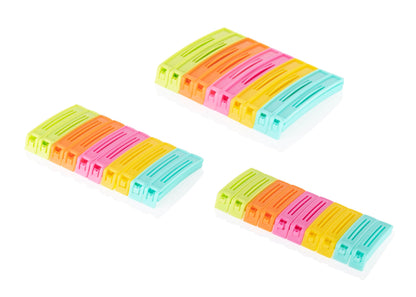Tosaa 18 Pcs - 3 Different Size Plastic Food Snack Bag Pouch Clip Sealer Large,Medium,Small Plastic Snack Seal Sealing Bag Clips Vacuum Sealer (Multicolor)