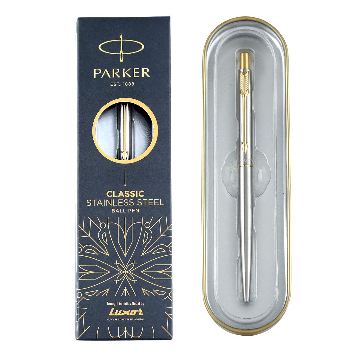 Parker Gift Set - (Parker Vector Special Edition Chrome Trim Roller Ball Pen With Parker Keychain) |1 Pen + 1 Key Chain| Gift Set | Unique Gifts For Entrepreneurs | Gift For Employees