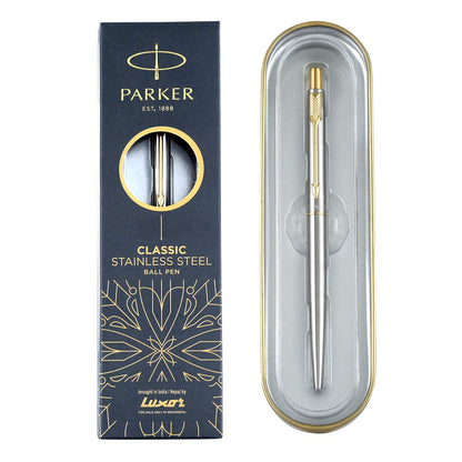 Parker Gift Set - (Parker Vector Special Edition Chrome Trim Roller Ball Pen With Parker Keychain) |1 Pen + 1 Key Chain| Gift Set | Unique Gifts For Entrepreneurs | Gift For Employees